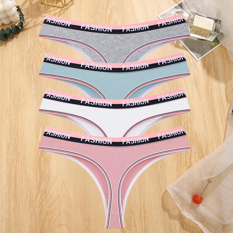 FINETOO 4 Stück/Set Damen Nahtlose Baumwollslips Intimates Sexy Slips Atmungsaktive Unterwäsche Weiblich Niedrige Taille Weiche Dessous S-XL