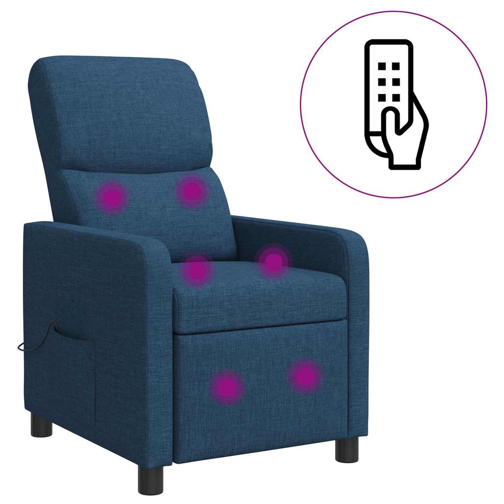 Massage Recliner Chair Blue Polyester