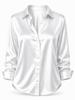 Women's collared long-sleeved checked satin blouse, loose cardigan, suitable for daily commuting, casual shopping and weekend outdoor gatherings