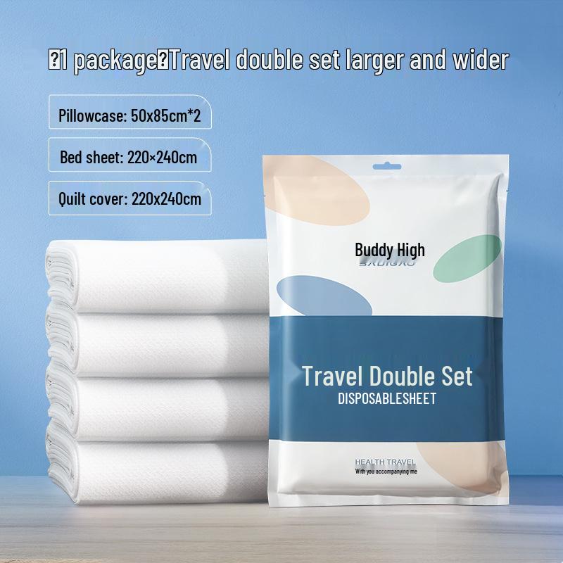 Disposable Hotel Bedding Set: Double Thick Anti-Dirty Sheets, Duvet & Pillow Covers, Quilt Cover - Four-Piece Travel Set