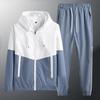2Pcs/Set Men Sportswear Hooded Drawstring Long Sleeve Sweatshirt Coat Elastic Drawstring Waist