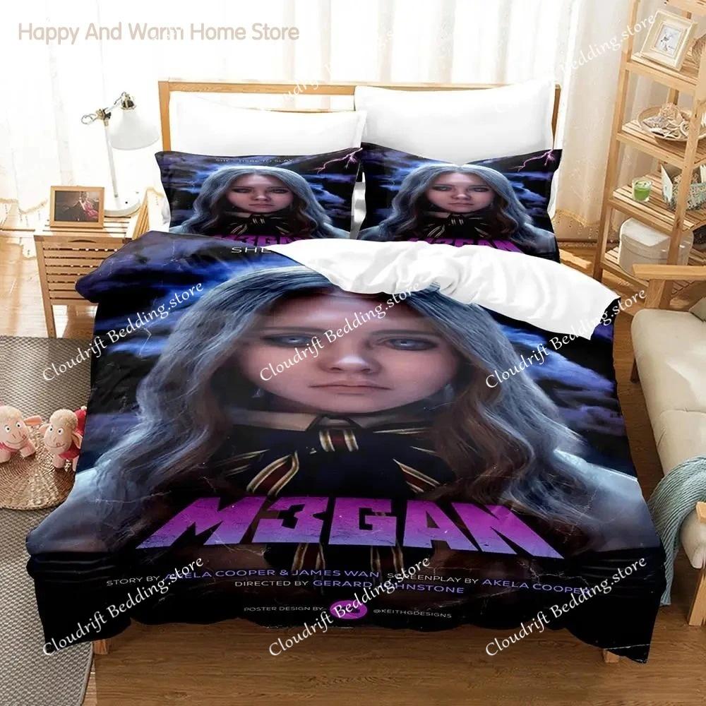 M3GAN Movie Bedding Set Single Twin Full Queen King Size Bed Set Aldult Bedroom Duvetcover Sets 3D Anime Bed Sheet Set