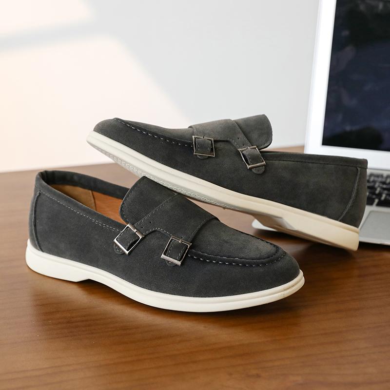 

Модный бренд Модная деловая повседневная кожаная обувь Высококачественные мужские замшевые лоферы Удобная мягкая обувь для вождения Размер 38-48 48 серый