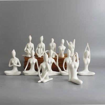 Moderní Jóga Dívčí Abstraktní Ozdoby Bílé Porcelánové Figurky Dekorace do Obývacího Pokoje Dárky pro Dámy Anděl Víla Zahrada Domácí Dekorace