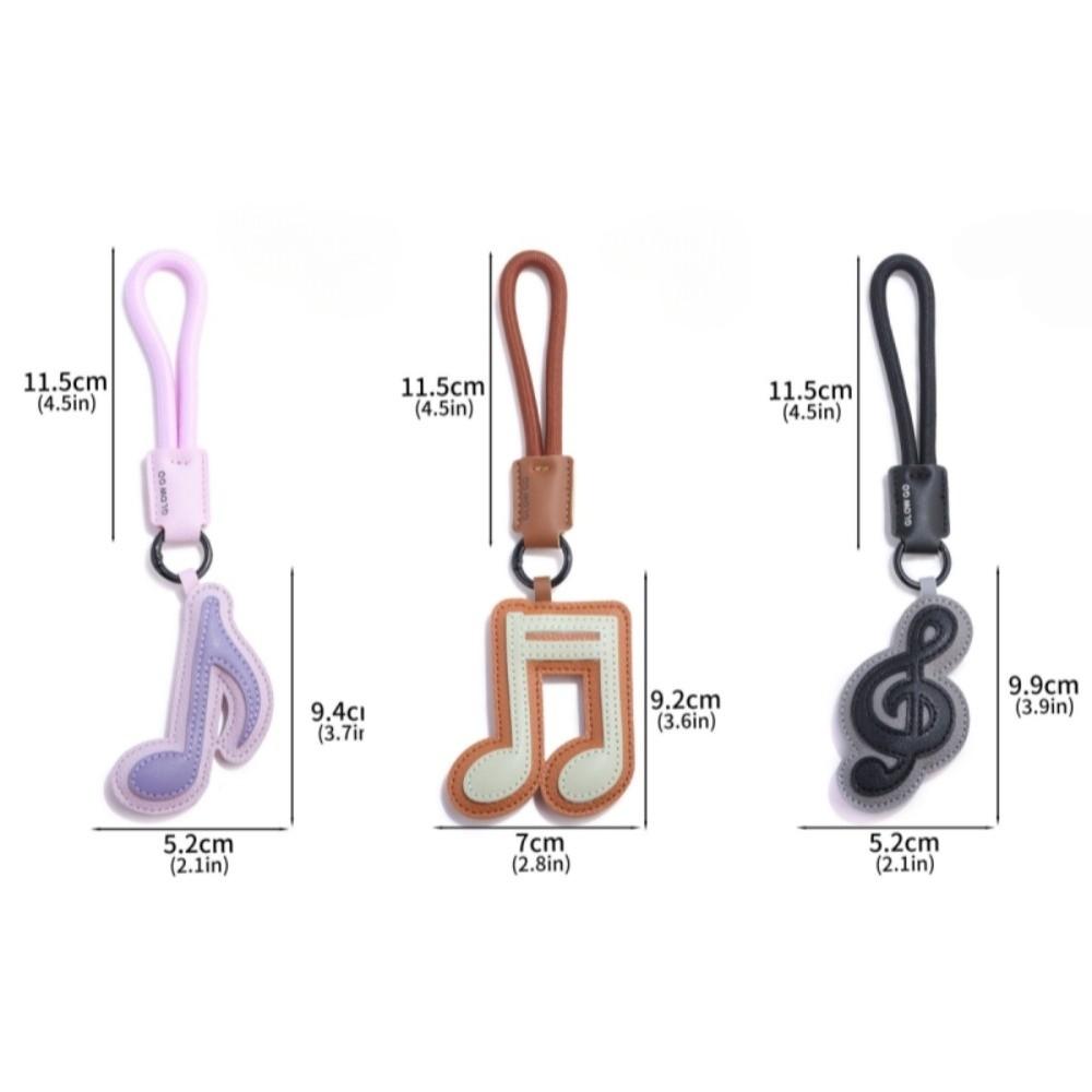Treble Note Musical Note Keychain Beamed Sixteenth Note PU Leather Keyring Music Pendant Gift