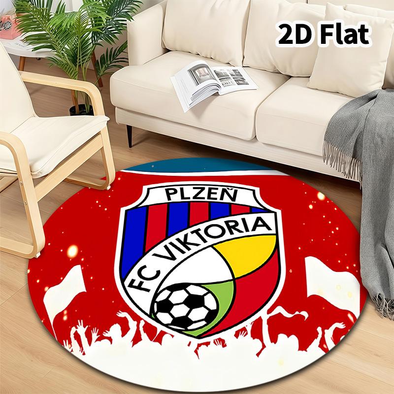 Fc Viktoria Plzen Round Area Rug Carpet Rug For Living Room Bedroom Sofa Playroom Decor Nonslip Floor Mat