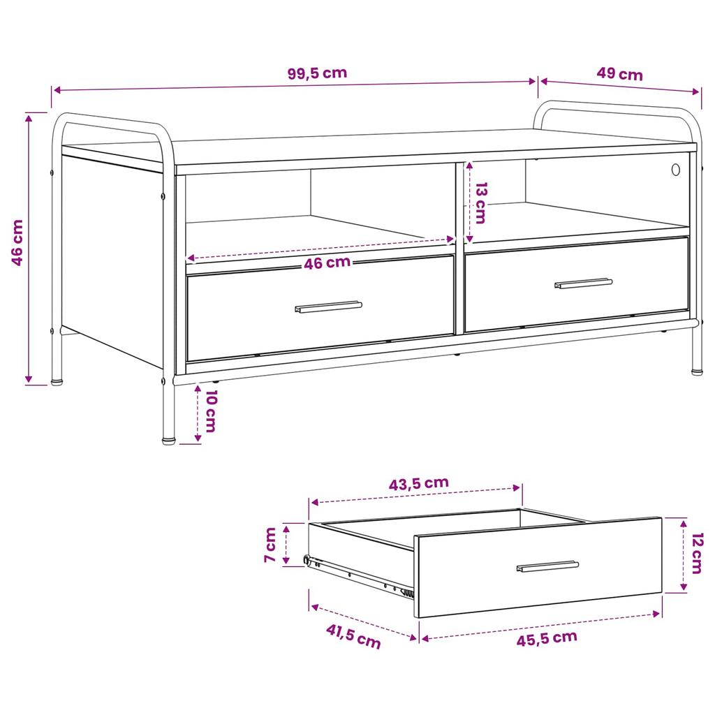 Coffee Table Black Oak Look 99.5 X 49 X 46 Cm Engineered Wood