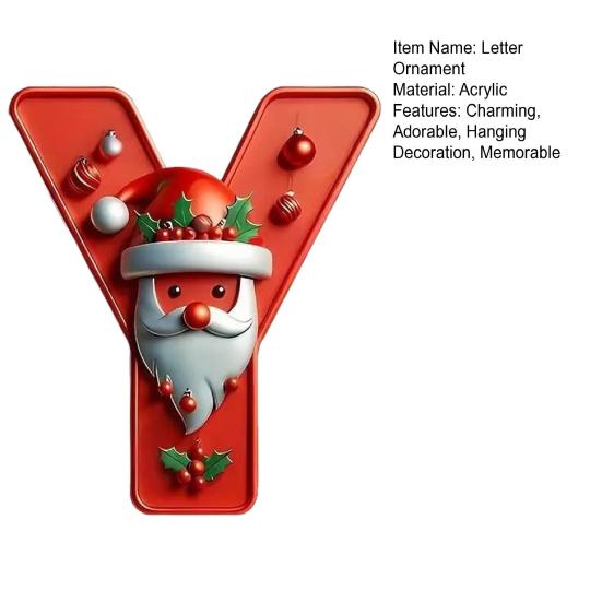 26 Letters Christmas Ornaments Personalized Santa Claus Monogram Initial Letter Xmas Tree Pendant for Tree DIY Craft Home Decor
