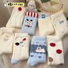 Autumn and Winter Cartoon Australian Fleece Thickened Warm Home Mid-tube Cute Plush Dog with Dotted Bow Embroidery Socks for Girls