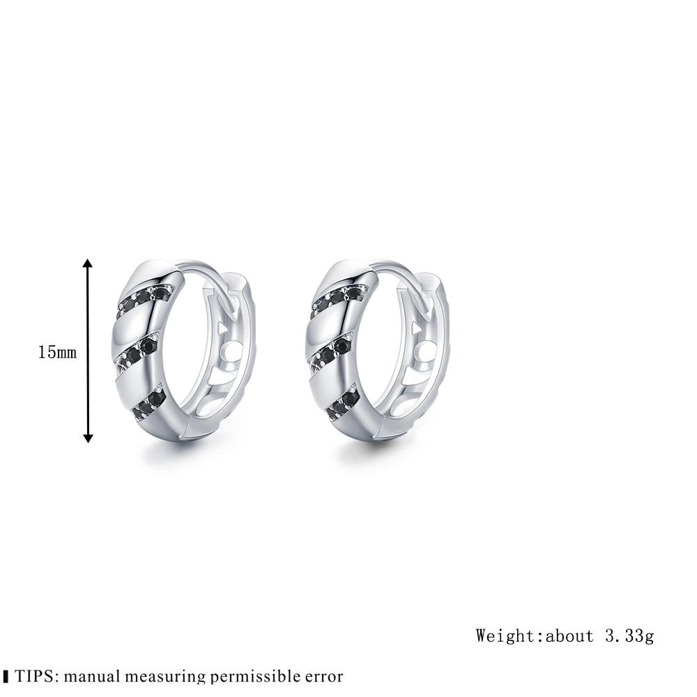 Black Awn New Classic Silver Color Round Trendy Spinel Engagement Hoop Earrings for Women Jewelry I181