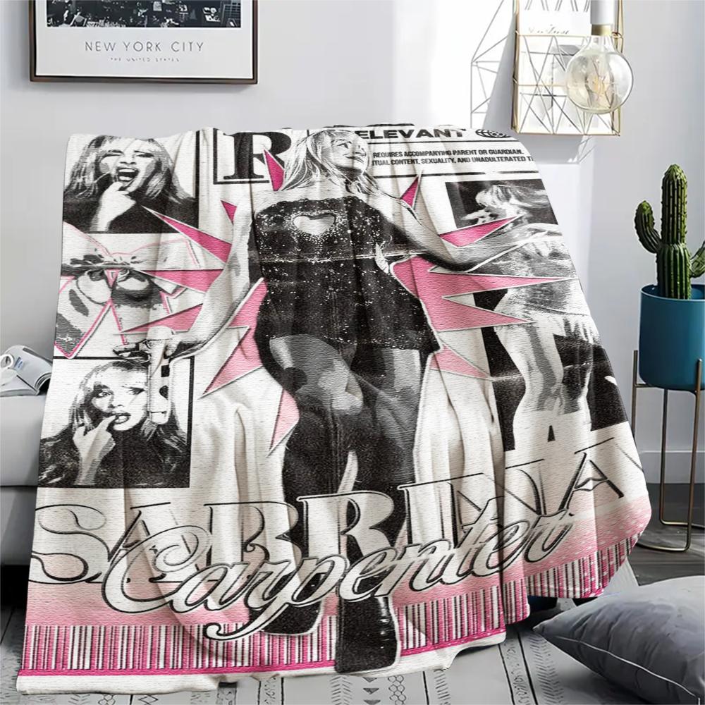 1PC Sabrina Carpenter Print Flannel Blanket, High quality Comfortable for All Seasons, Home Decor, Warmth and Comfort, Perfect for Christmas Gifts