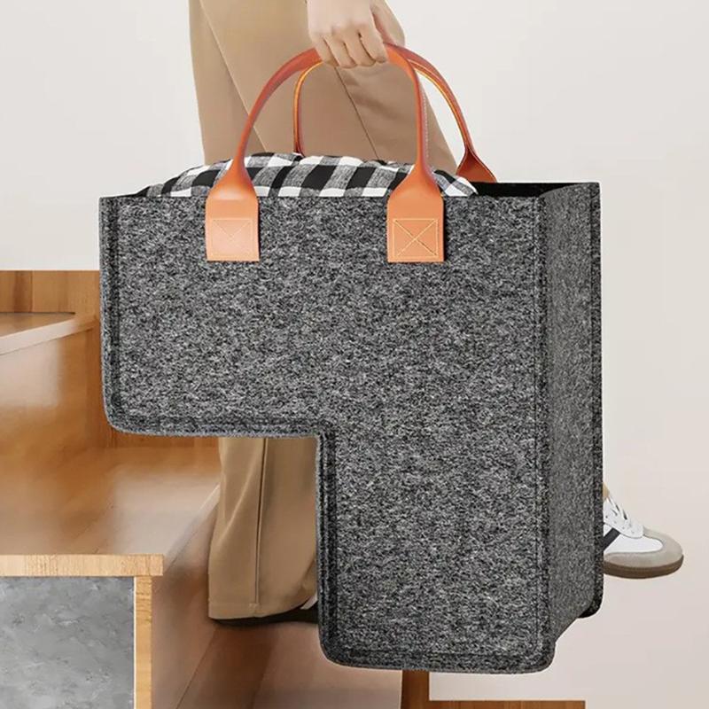 

L-Shape Grey Stair Basket Durable Felt Storage Basket Large Capacity Home Stair Storage for Clothes Toys Sundry Organizer