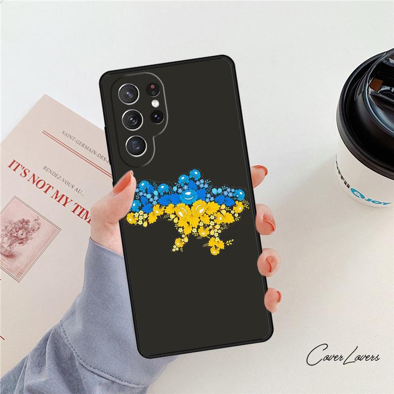 Ukraine Flag Art Work Phone Case For Samsung Galaxy S24 S25 S23 S22 Ultra Note 10 20 Plus S20 S21 FE Cover