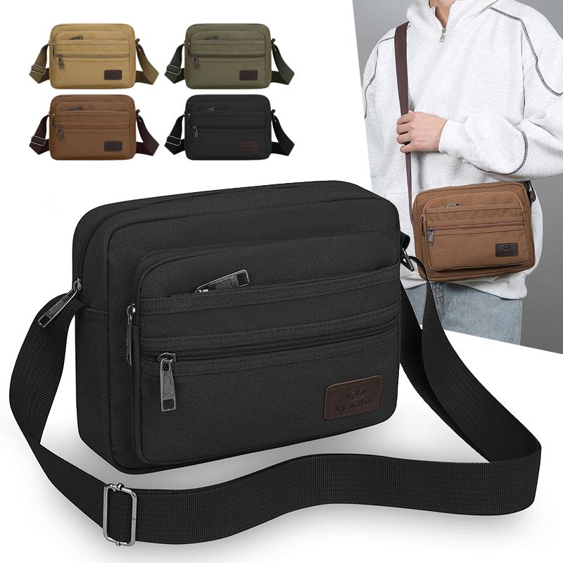Men's Canvas Waist Pack – Large Capacity Outdoor Fanny Bag with Phone Pocket for Running Hiking & Travel