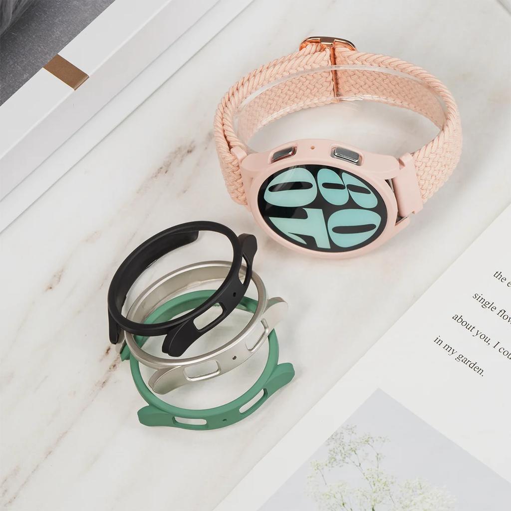 Nylon Band+Case for Samsung Galaxy Watch 7 6 5 4 40/44mm Strap Braided Bracelet PC Bumper Protector Cover SmartWatch Accessories