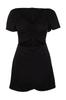 Women's Style Plus Size Black Woven Gathering and Cutout Detailed Dress