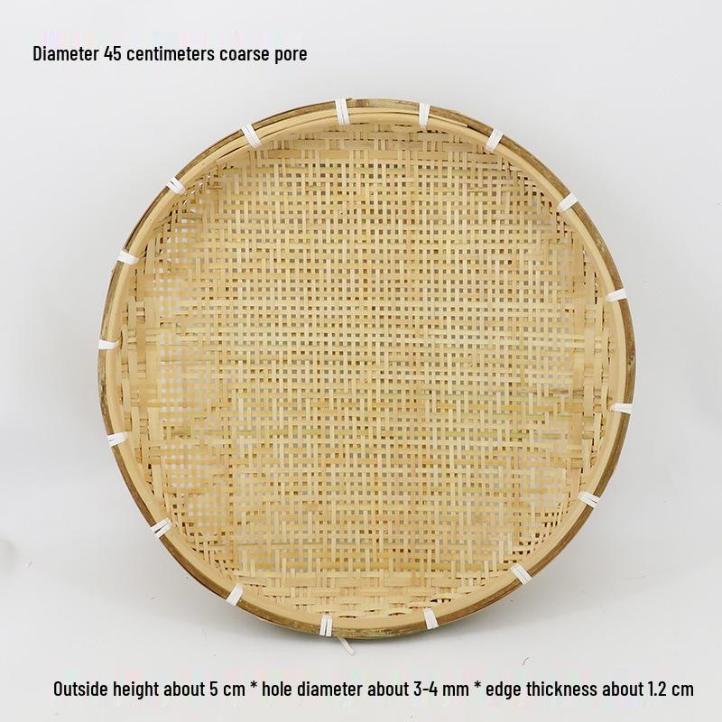 Blue Bamboo Weaving Sieve for Drying Tea, Dried Goods, and Rice - Round Winnowing Basket Tray