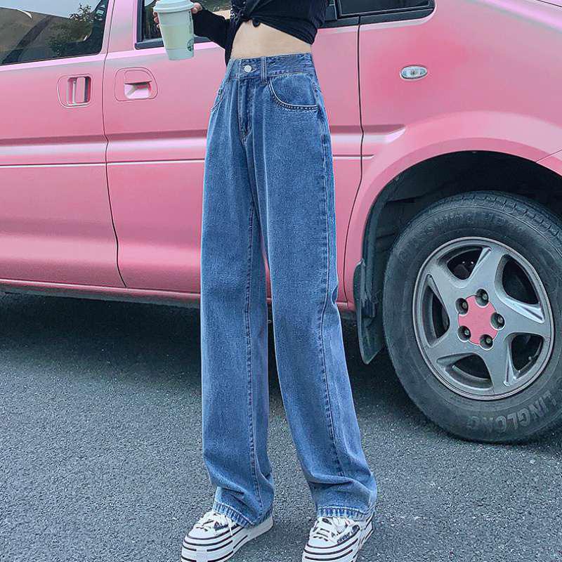 

Женские джинсы 2022 года с высокой талией и широкими штанинами — модный свободный, облегающий, драпированный фасон M