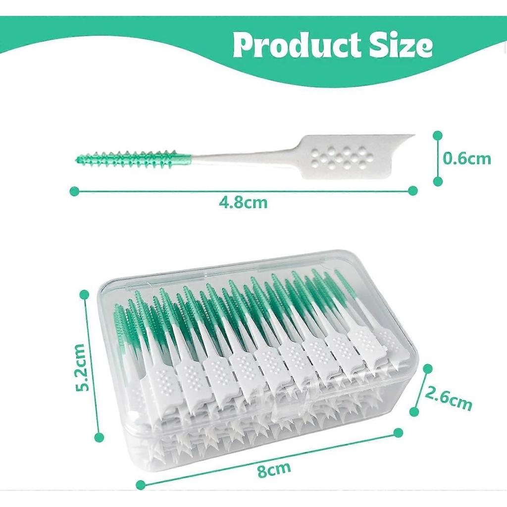 Soft Silicone Dental Floss Picks, Interdental Brush for Braces, Disposable Teeth Cleaner (Green, 160 Pcs)