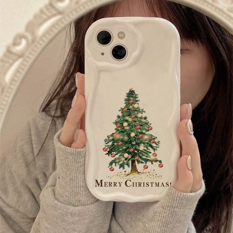 Christmas Tree for Apple 16PROMAX Mobile Phone Case Iphone12/13 Cream Pattern 14pro/15/11 Girl