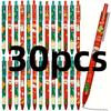 15/30 Stück Weihnachten 0,5 mm Gelschreiber, Schneemann Rentier Weihnachtsmann Aufdruck Dekorativ Büro Schule Klick-Typ Unterschrift Schreiben Geschenk
