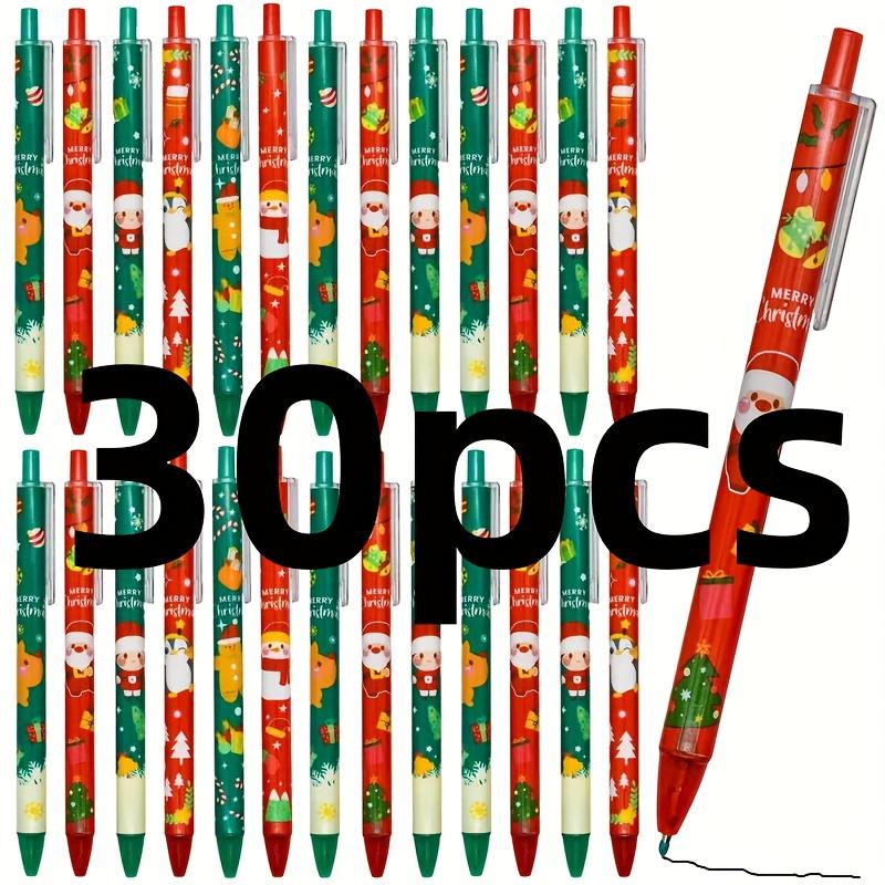 15/30 Stück Weihnachten 0,5 mm Gelschreiber, Schneemann Rentier Weihnachtsmann Aufdruck Dekorativ Büro Schule Klick-Typ Unterschrift Schreiben Geschenk