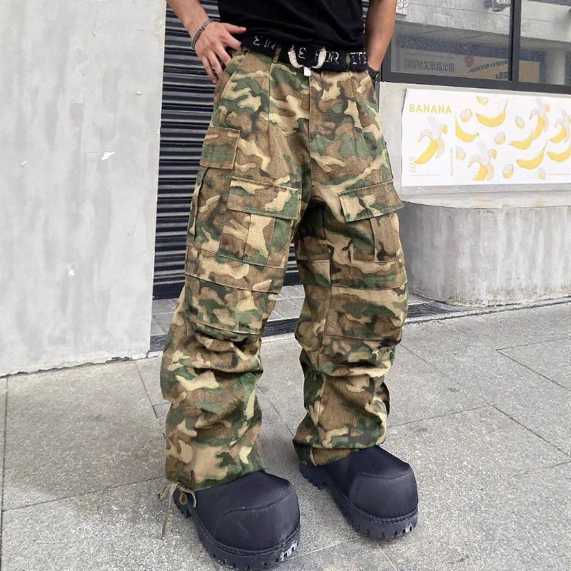 Men's Overalls Street Style Camouflage Outdoor Activities Straight Casual Pants