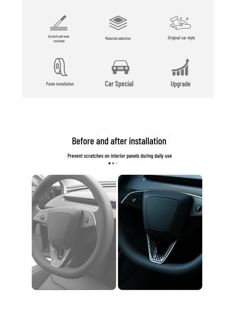 Model 3 Lenkrad Dekorationsaufkleber - Zubehör zur Innenraummodifikation