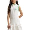 Polo Ralph Lauren Color Block Gestreiftes Kleid mit Großem Pony-Logo Ärmellos Kinderkleider Weiß 313965046-001