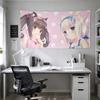 1pc Nekopara Chocola & Vanilla Anime Tapestry, Cute Cat Girls Wall Hanging, Pastel Pink Blue Aesthetic Decor for Bedroom Dorm