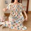 Women's Plus Size Ice Silk Nightdress - Summer Over-the-Knee, High-End, Loose Fit, Thin Section for Sizes Up To 300 Jin