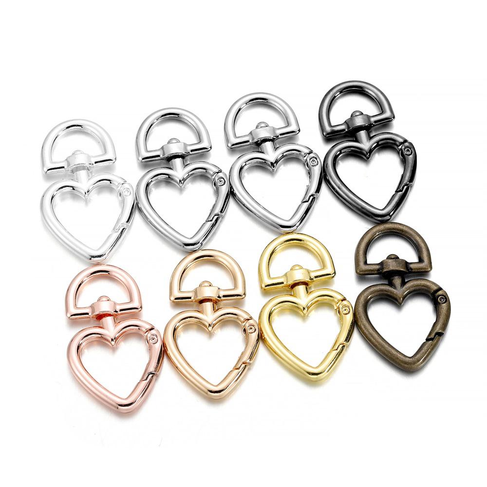 5Pcs/lot Peach Heart Shape Metal Lobster Clasp Hooks Key Ring Connectors For DIY Keychain Jewelry Making Supplies Accessories