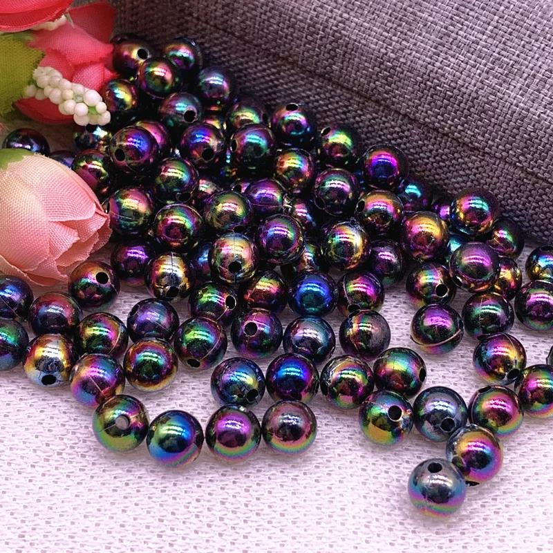 30pcs/lot 10mm AB Color Round Acrylic Bead Loose Spacer Beads For Jewelry Making DIY Accessories