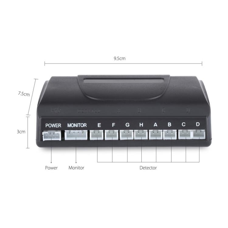 PZ-300-8 Auto-Parkplatz-Rückfahr-Summer LED-Monitor Parkwarnsystem mit 4*7m Frontsensoren und 4*2.5m Hecksensoren