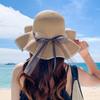 Stylish Polka Dot Straw Sun Hat With Wave Brim And Bow For Women Perfect For Beach And Outdoor Activities