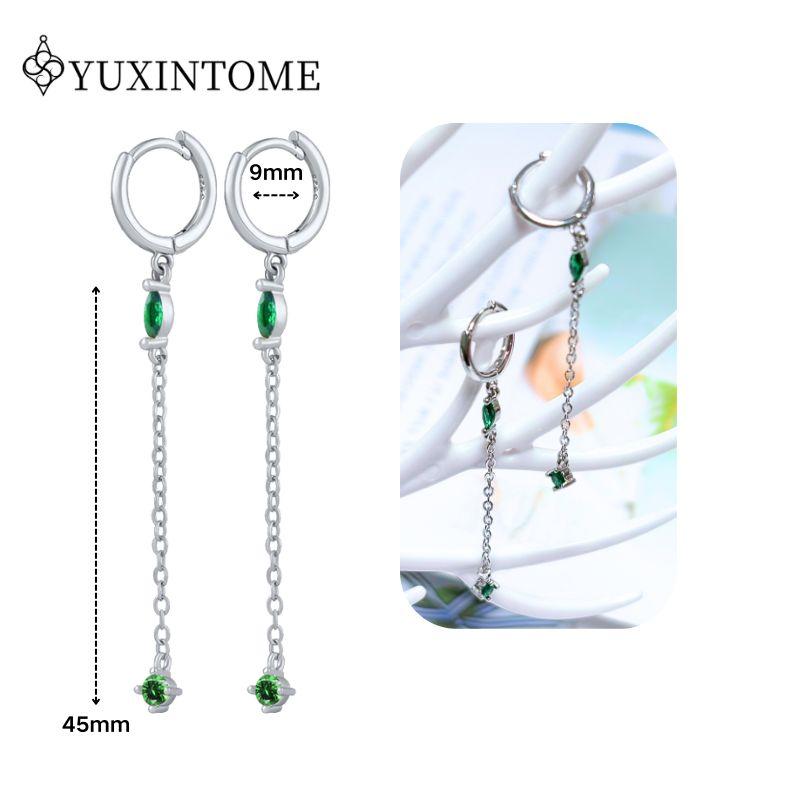Turquoise 925 Silver Ear Needle Green Zircon vintage emerald Heart/Flower Pendant Hoop Earrings Fashion party Jewelry