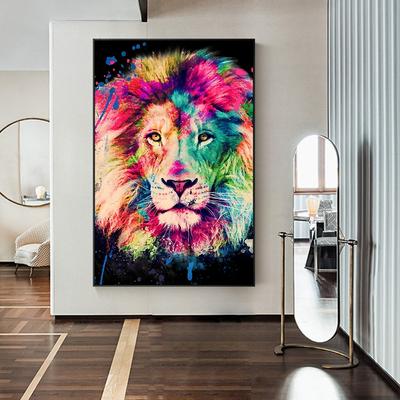 Kolorowe lew obraz ścienny na płótnie Nordic plakaty i wydruki ścienne zdjęcia zwierząt do salonu Cuadros Home Decor