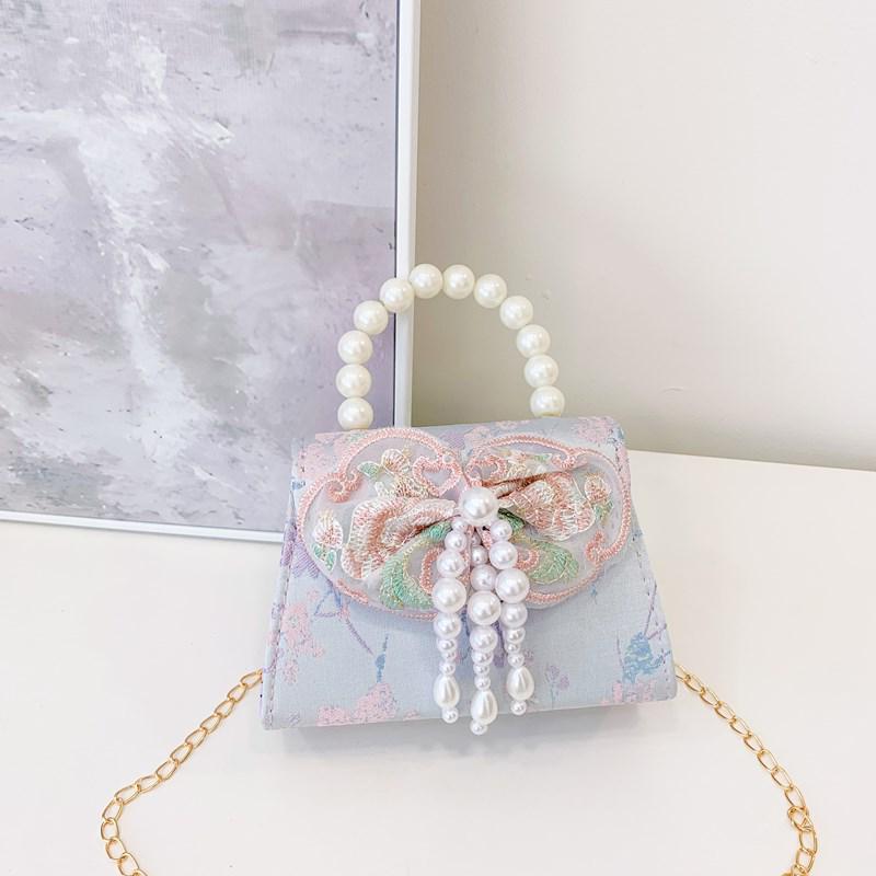 Charming Ancient-Style Pearl Handbag for Little Girls – Cute Outdoor Princess Coin Purse
