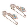 2Pcs Rhinestone Brooch Pins Multi Purpose Exquisite Workmanship Fashion Design Blue Brooches Jewelry for Parties Daily