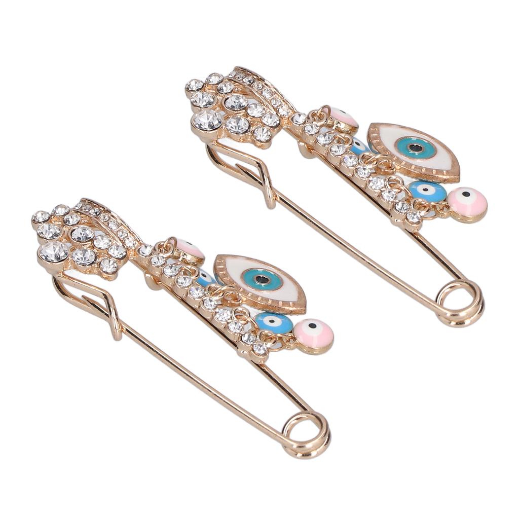 2Pcs Rhinestone Brooch Pins Multi Purpose Exquisite Workmanship Fashion Design Blue Brooches Jewelry for Parties Daily