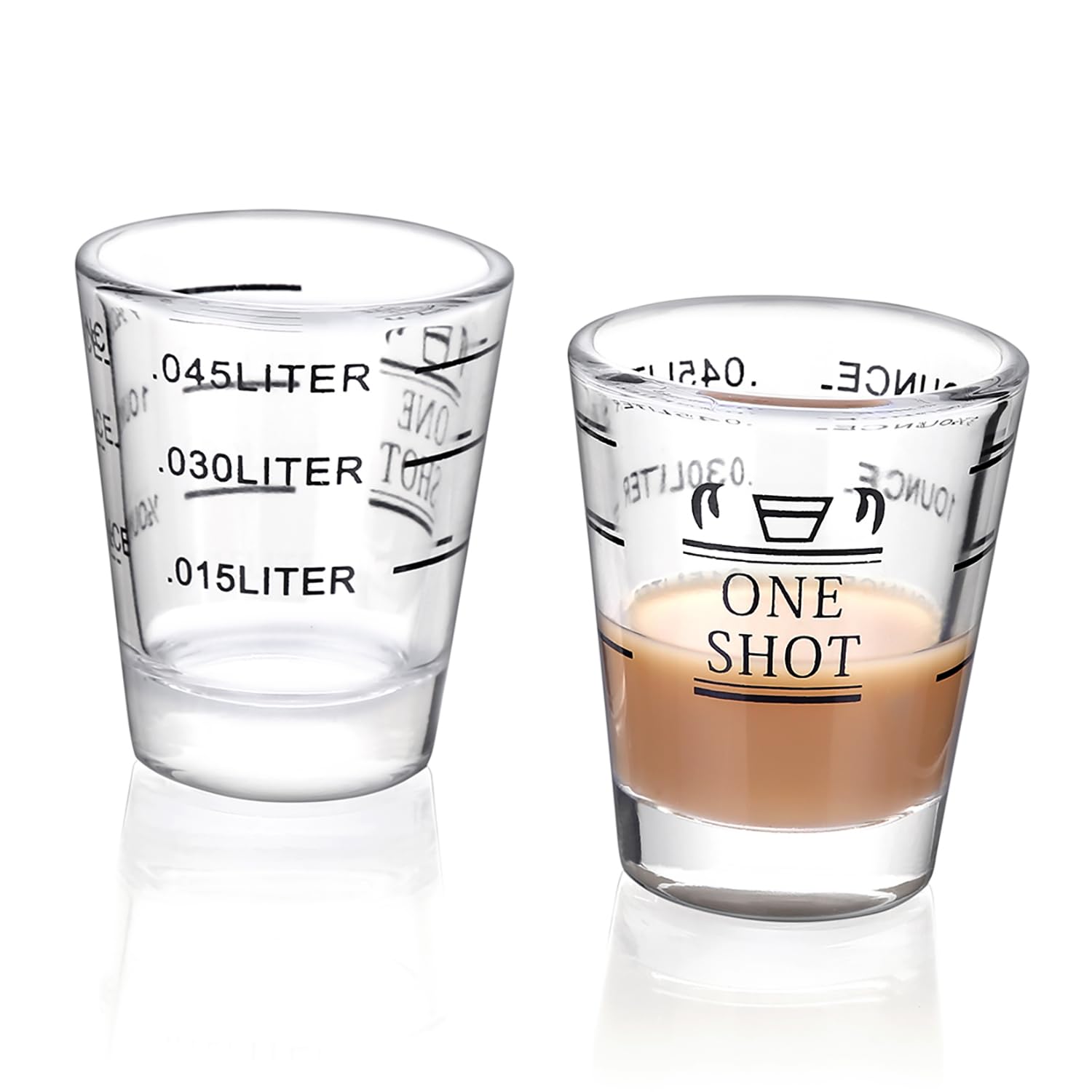 Espresso Shot Glass Measuring Liquor Ounce Wine for for and Cafes Set of 2 Glasses, Heat-Resistant Cups, Glasses, Cups, Glasses, Liqueurs, Whiskey,