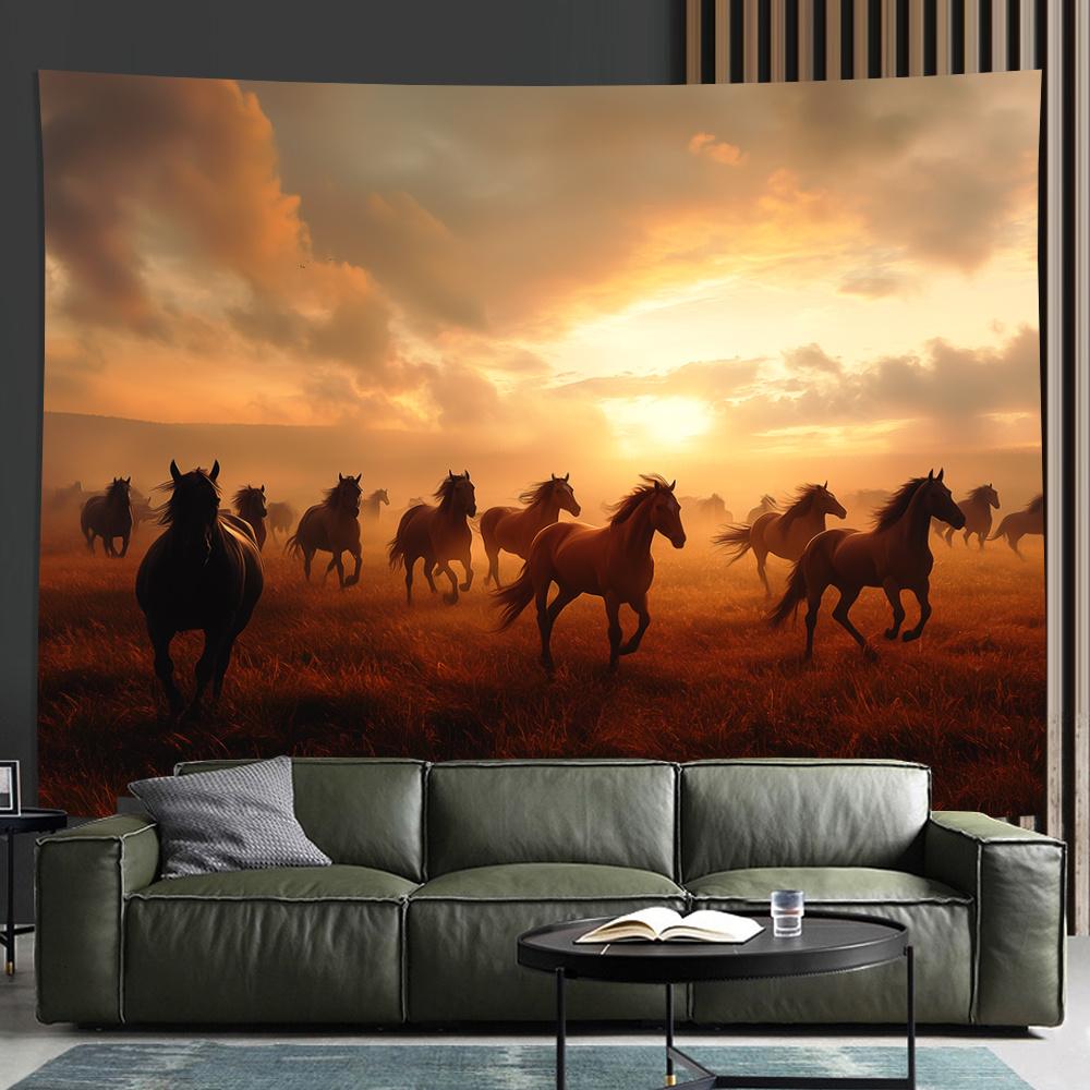 

freerunning steed Digital printing polyester wall hanging tapestry decorative Living room bedrooms Office background gift 74x94cm(29x37in)