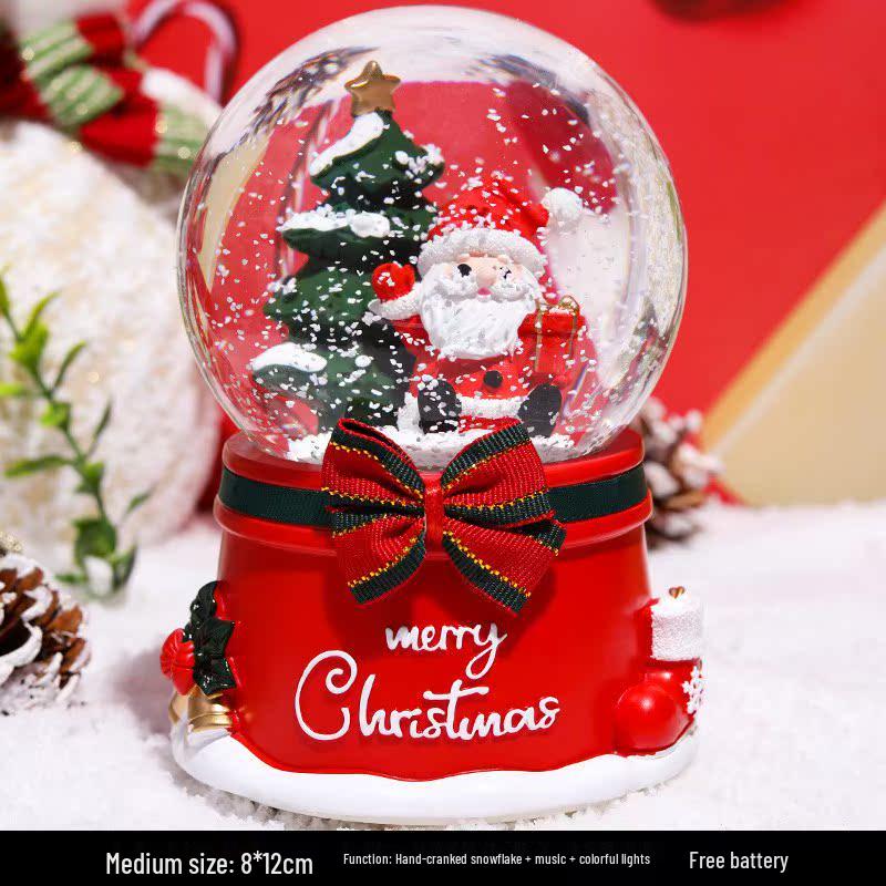 Santa Claus Rotating Crystal Ball Music Box - Luminous Christmas Gift for Kids and Loved Ones