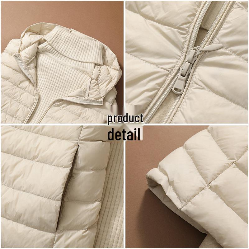 Damen Schlankmachende Leichte Daunenweste, Mittellange Sportjacke & Mütze für Herbst/Winter - Übergröße Verfügbar