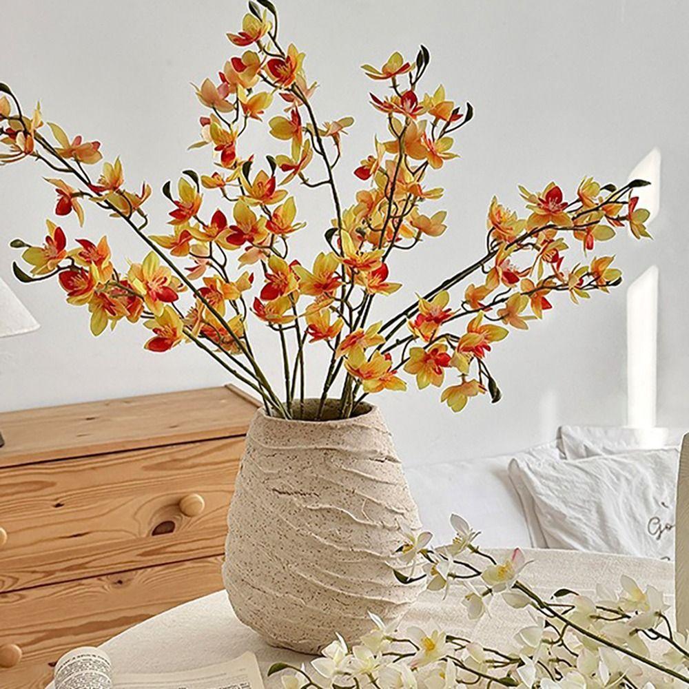 Lifelike Silk Cloth Magnolia Artificial Flowers 75CM Multicolor Long Branch Flowers Fake Orchids Wedding Decor
