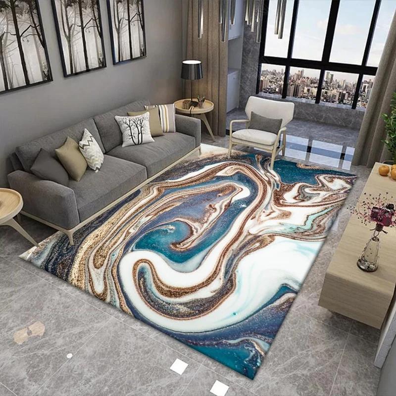 Nordic Light Luxury Marble Living Room Carpet Bedroom Art Abstract Bedside Carpets Kitchen Non-slip Balcony Study Rugs Porch Mat