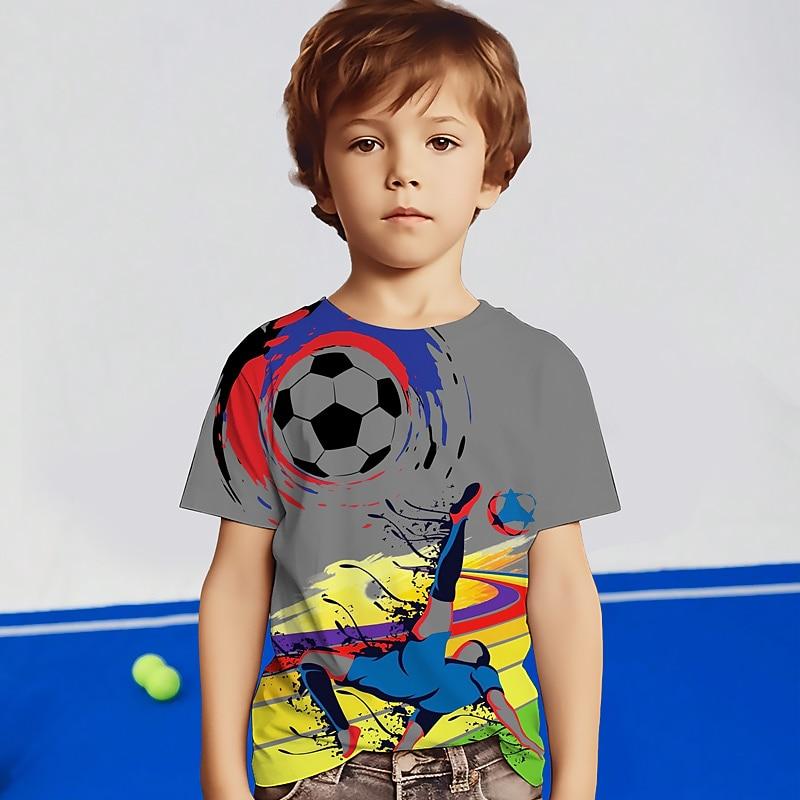 Boys 3D Graphic Football T Shirt Tee Short Sleeve 3D Print Summer Spring Active Sports Fashion Polyester