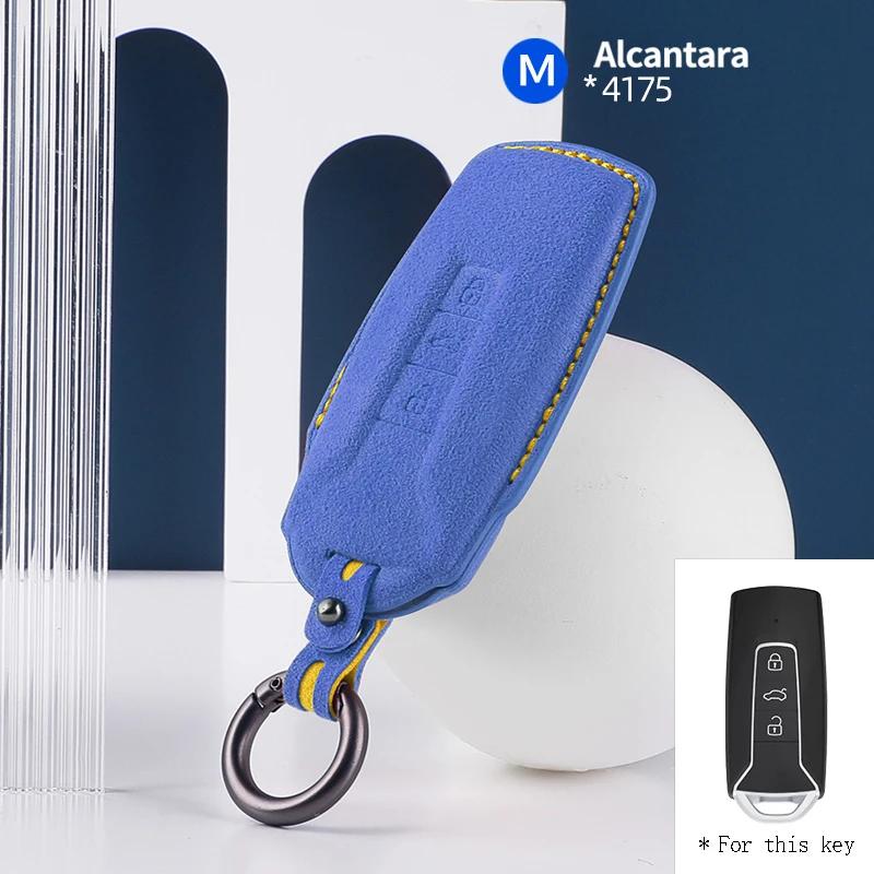 Interior Mouldings For for Car Remote Key Case Cover Shell VW Volkswagen 2018 - 2021 Touareg 3 Button Alcantara Suede Car Key S