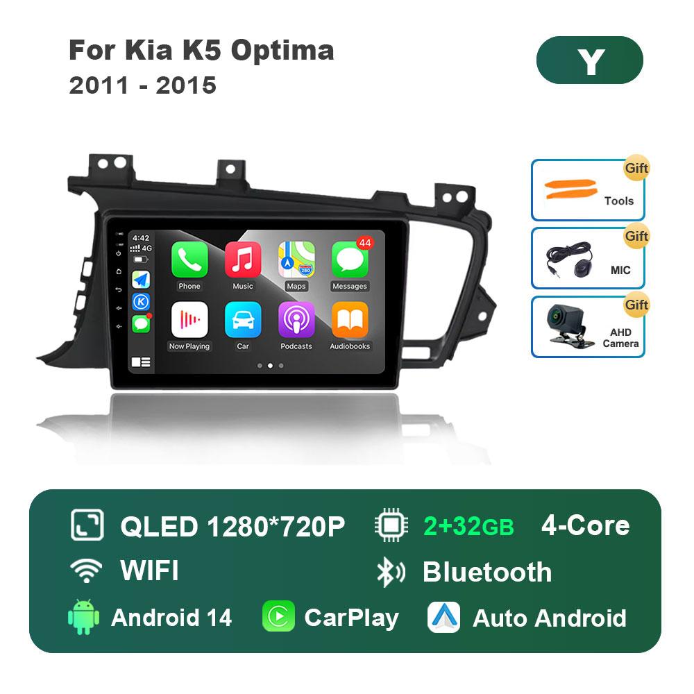 Bluetooth WiFi Navigation GPS for Kia K5 Optima 2011 - 2015 Android 14 Car Video Multimedia Player Split Screen 4G Auto Tools