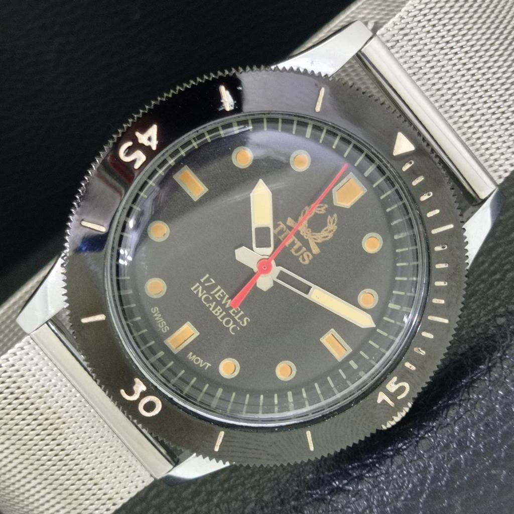 

ВИНТАЖНЫЕ ШВЕЙЦАРСКИЕ МУЖСКИЕ ЧАСЫ TITUS С РУЧНЫМ ЗАВОДОМ, ВРАЩАЮЩИМСЯ БЕЗЕЛЕМ, ЧЕРНЫМ ЦИФЕРБЛАТОМ a700254-5 R202-a700254